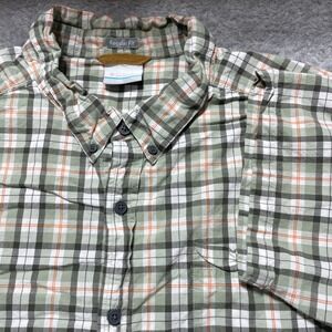Columbia Mens 2XT Tall Regular Fit Plaid Short Sleeve Button Down Shirt Green